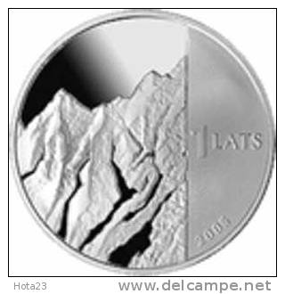 Latvia - 1 Lats Silver Coin Singer Janis  Rainis + Mountain 2005  Y-silver-proof - Letland