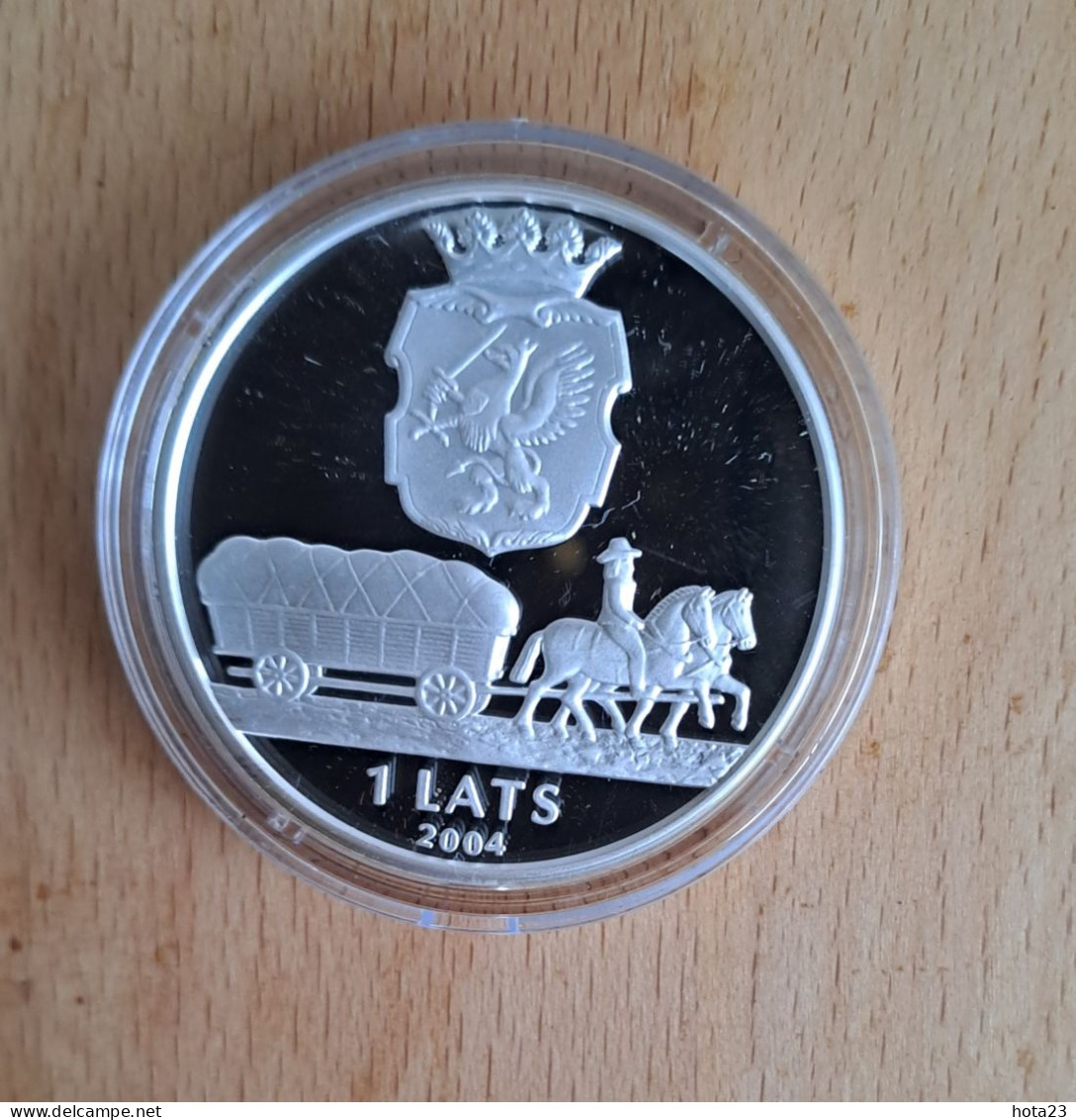 Latvia  , Lettonia , Lettland - 1 Lats Silver Coin  Vidzeme Horse Carriage ; Ploughboy   2004  Y Proof - Letland