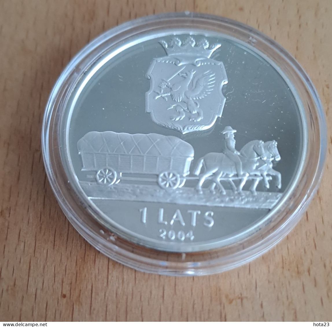 Latvia  , Lettonia , Lettland - 1 Lats Silver Coin  Vidzeme Horse Carriage ; Ploughboy   2004  Y Proof - Latvia