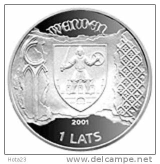 Latvia - 1 Lats Silver Coin City  Cesis - Hanza Union 2001 Year - Letonia