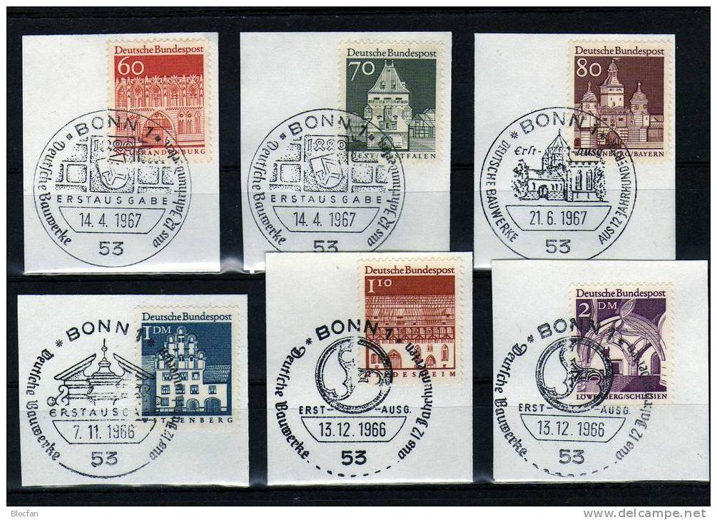 Lot FDC Große Bauwerke Aus Deutschland Von 1966 Bis1969 BRD 489/503 + 6 FDC  44€ - Collections (en Albums)