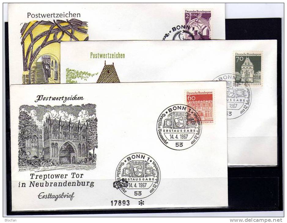 Set 3 FDC 13.12./14.04.67 Große Bauwerke Aus Deutschland BRD 496,97+503 + 3 FDC II 23€ - Vrac (min 1000 Timbres)