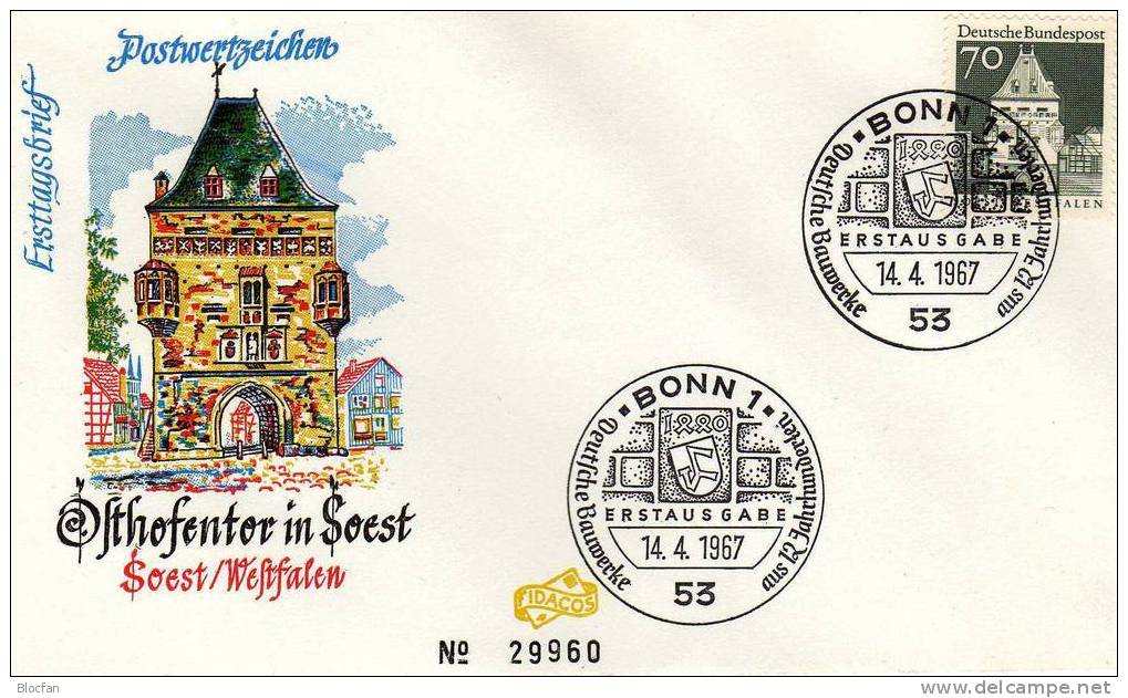 Set 3 FDC 13.12./14.04.67 Große Bauwerke Aus Deutschland BRD 496,97+503 + 3 FDC II 23€ - Kilowaar (min. 1000 Zegels)