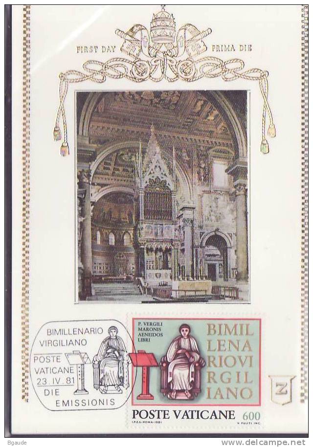 VATICAN CARTE MAXIMUM NUM.YVERT 706 VIRGILE 2000 ANS - Cartes-Maximum (CM)