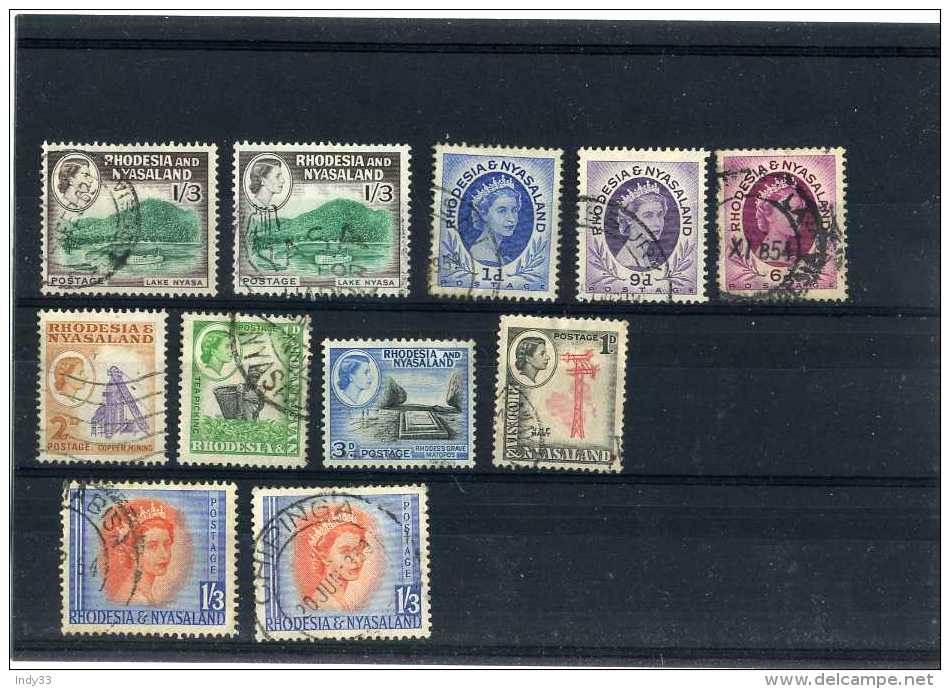 - GRANDE BRETAGNE COLONIES . RHODESIE & NYASALAND . TIMBRES OBLITERES . - Rhodesië & Nyasaland (1954-1963)