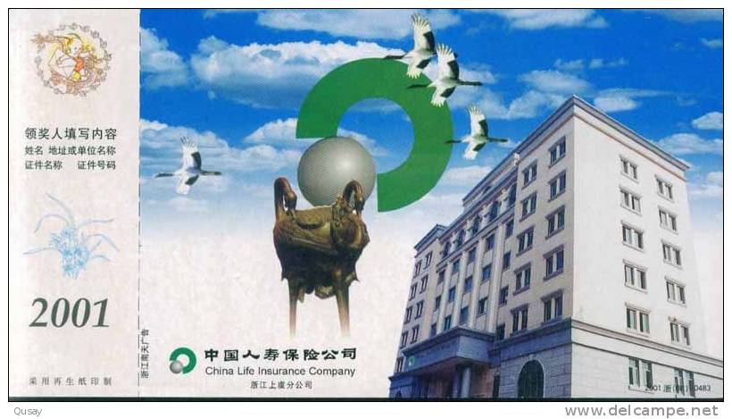 Bird Crane  , Buildings , Insurence Company Ad    ,   Prepaid Card , Postal Stationery - Kranichvögel