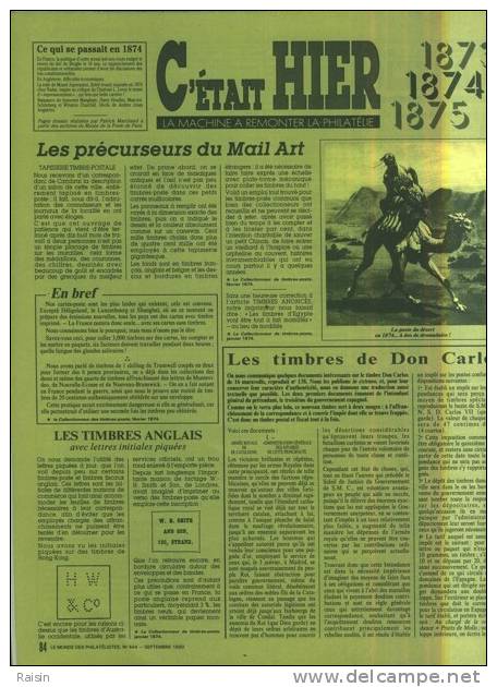 Le Monde des Philatélistes N°444 Sept; 1990 TIMBRES  TELECARTES  POISSONS D´EAU DOUCE  CP Boulevard du Crime TBE