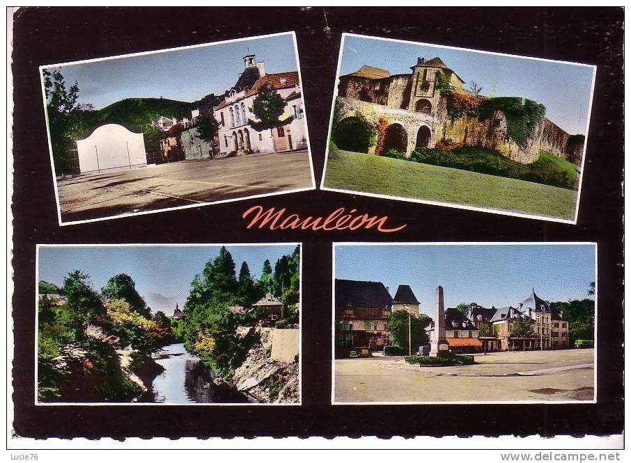 MAULEON  -  4 Vues :  Le Fronton - Le Chpateau FOrt - Le Gave - Le Carrefour Du Centre - N° 1560 - Mauleon Licharre