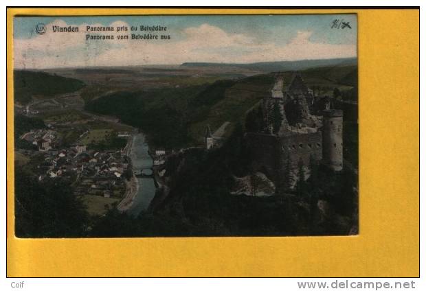 Kaart (VIANDEN) Met Ambulant (treinstempel) ECHTERNACH - ETTELBRUCK - 1907-24 Abzeichen