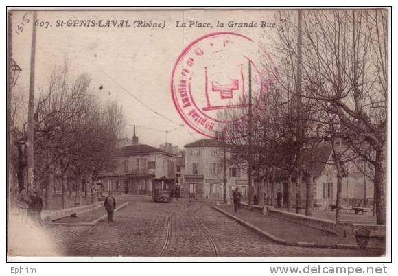 SAINT-GENIS-LAVAL - La Place - Marque Postale Croix-rouge 1915 - Frères Maristes - Hôpital Auxiliaire N°63 - Sonstige & Ohne Zuordnung