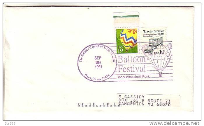 USA Special Cancel Cover 1991 - Plane Balloon Festival - Autres (Air)