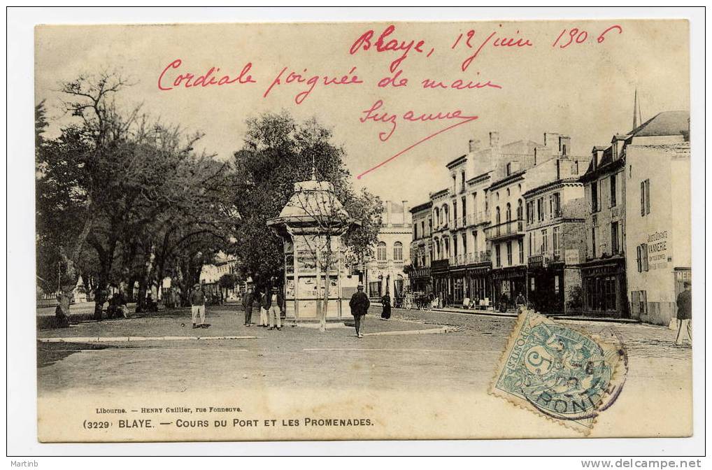 1906  BLAYE  Cours Du Port Et Promenades - Blaye