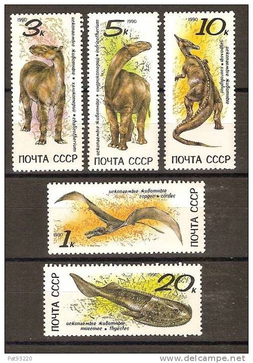 FAUNE / ANIMAUX FOSSILES  URSS 1990  N°5780/5784 NEUFS** - Fossilien