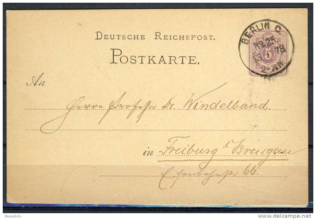 1878 Germany Very Old Postcard Cancelled In Berlin Sent To Freiburg Im Breisgau! - Covers & Documents
