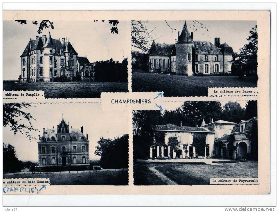CPA       79         CHAMPDENIERS     1962           4 VUES  DE CHATEAUX - Champdeniers Saint Denis