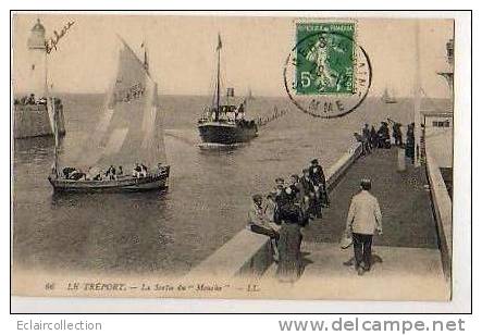 LE TREPORT.. Sortie Du..Mouche..Bateau ..voilier..Phare..Steamer - Le Treport