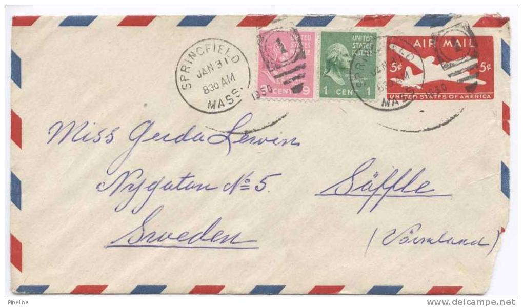 USA Postal Stationery Oprated And Sent To Sweden 31-1-1950 - 1941-60