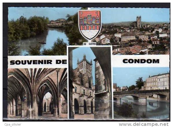 32 CONDOM Multivue, Vue Générale, Cathédrale, Pont, Armes, Ed CIM 4, CPSM 10x15, 1967 - Condom