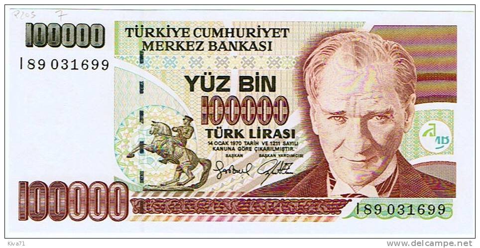 100 000 Lira "TURQUIE"   P205   UNC     Ro65 - Turchia