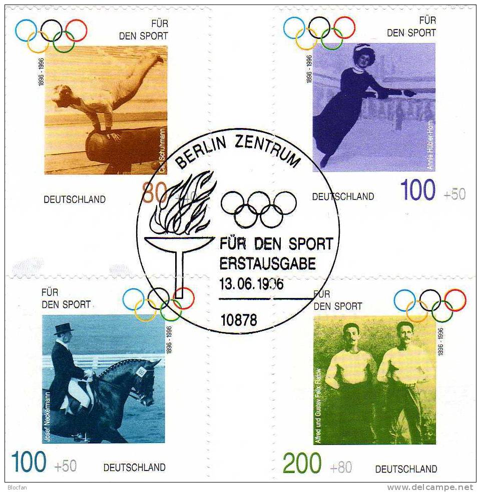 Medaillen - Gewinner 100 Jahre Olympiade 1996 BRD 1861/4 + SST - Block  O 20€ - Pattinaggio Artistico