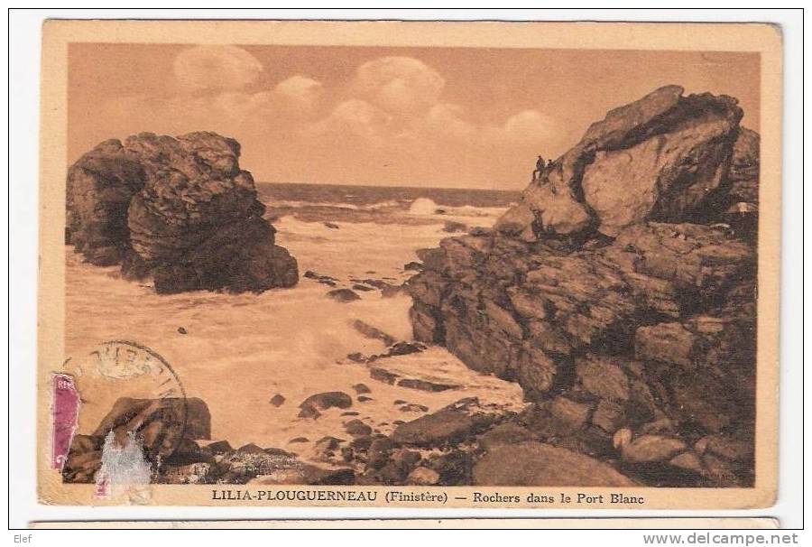 LILIA - PLOUGUERNEAU (Finistère ): Rochers Dans Le Port Blanc ;1934 ;TB - Plouguerneau