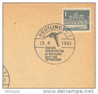 1961 Allemagne Reutlingen   Plongeon  Tuffi Diving  Sur Carte - Tuffi