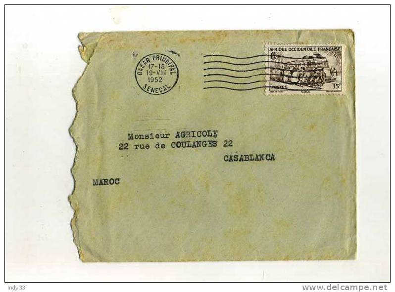 - FRANCE . ENVELOPPE DU SENEGAL 1952 - Lettres & Documents