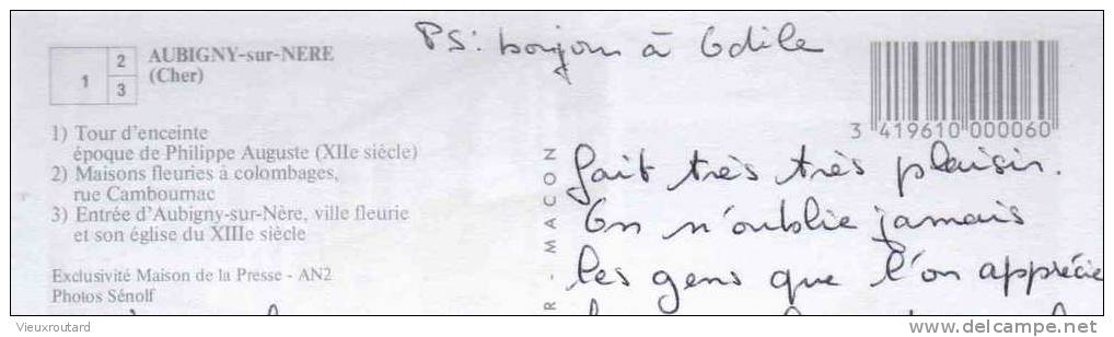 CPSM. AUBIGNY SUR NERE. TOUR ENCEINTE EPOQUE PHILIPPE AUGUSTE. MAISONS FLEURIES A COLOMBAGES RUE CAMBOUMAC.... - Aubigny Sur Nere