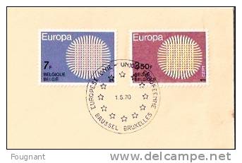 BELGIQUE:1970:Série 1530/1 Sur FDC Enveloppe Officielle Numérotée.01484.Oblit.EUR OPE UNIE. - 1970