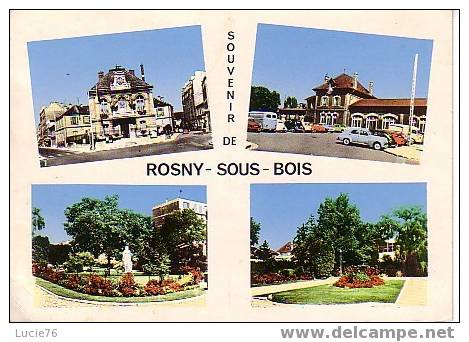 ROSNY SOUS BOIS  - Souvenir - N° 707 - 4 Vues : La Mairie, La Gare, Le Square, Le Square - Véhicules Anciens - Rosny Sous Bois