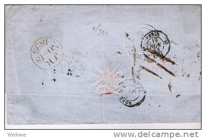 BD088/ B.P.O. Valparaiso 1853, Transit  Panama, Bordeaux, Handschriftlich  Taxiert (Brief, Cover, Lettre) - Cartas & Documentos