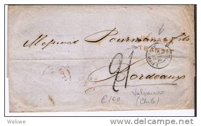 BD091/ B.P.O. Valparaiso 1856 Nach Frankreich, Transit Panama - Storia Postale