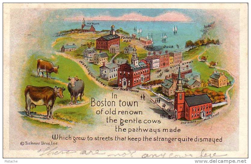 Boston Mass. - Old Boston - Map - Carte - 1931 - Tichnor # 108812 - Écrite - Boston