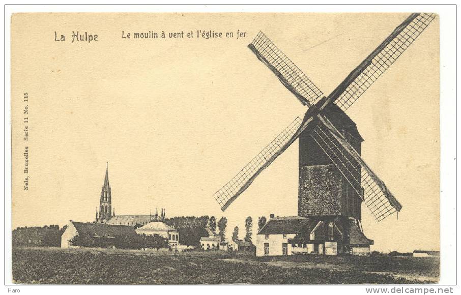 LA HULPE - Le Moulin à Vent Et L´Eglise En Fer- Molen (1263)r - La Hulpe