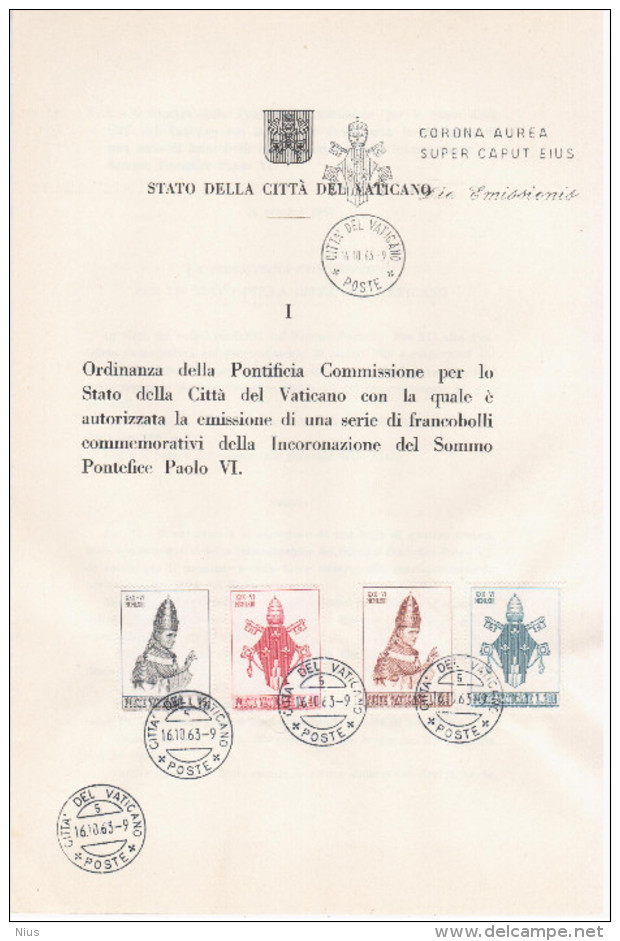 Vatican Vaticane Vaticano 1963 First Day Sheet - Carnets