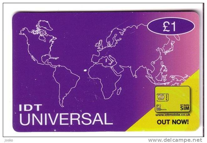 IDT UNIVERSAL  ( England Prepaid Card ) * Card Is Not In Best Condition - See Scan ! Special Price - Sonstige & Ohne Zuordnung