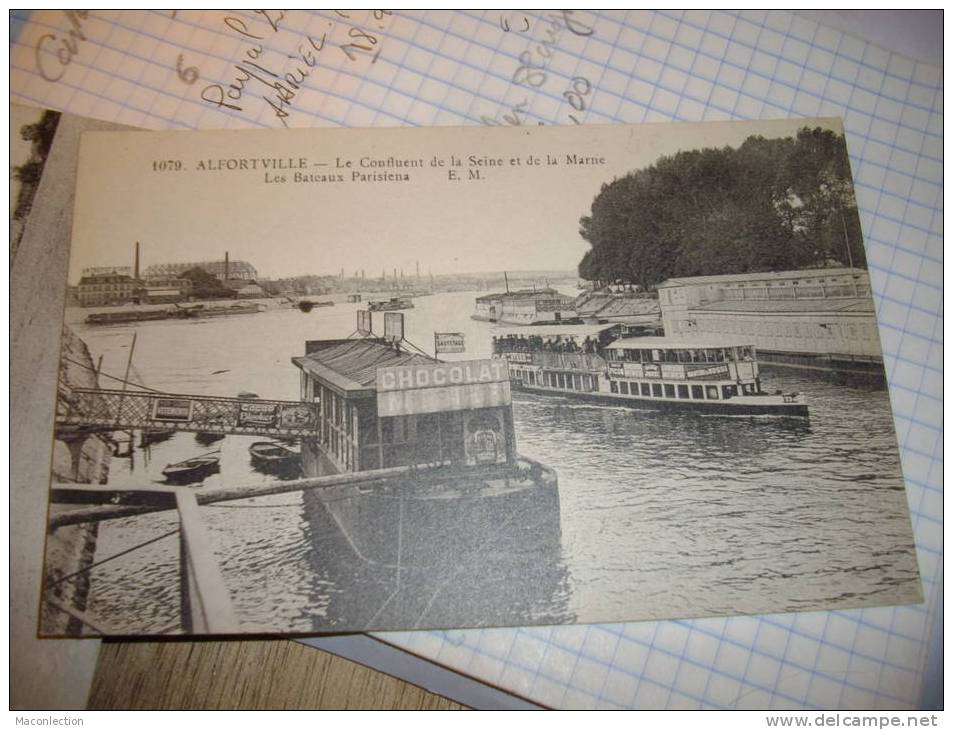 Alfortville Bateau Mouche  " Le Confluent De La Seine Et De La Marne  Bateau Parisiena Pub Chocolat - Alfortville