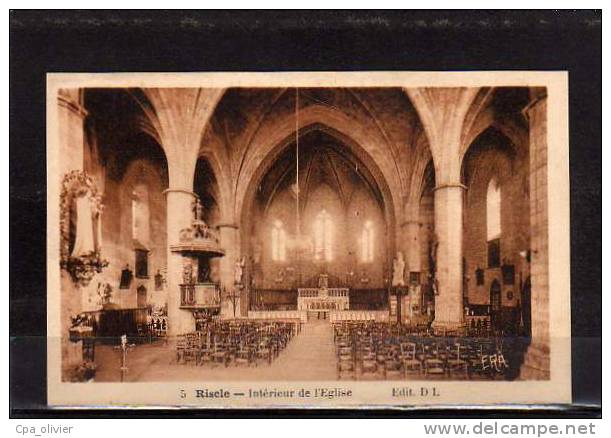 32 RISCLE Eglise, Intérieur, Ed DL ERA 5, 194? - Riscle