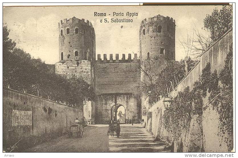 ROMA - Porta Appia E S. Sebastiano - Carro - Annullo A Targhetta Salsomaggiore 1927 - Altri & Non Classificati