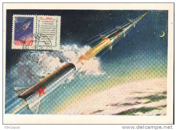 1958  Russie  Carte Maximum  Espace Spazio Space - Russie & URSS