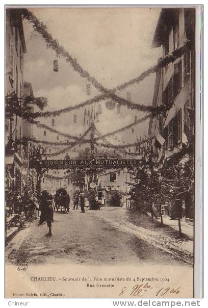 CHARLIEU SOUVENIR DE LA FETE MUTUALISTE DU 4 SEPTEMBRE 1904 RUE GRENETTE - Charlieu