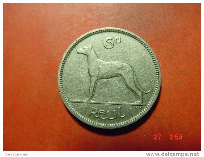 4189  IRELAND EIRE IRLANDA  6 PENCE  DOG CAN PERRO  ANIMAL   AÑOS / YEARS  1928  XF - Ireland