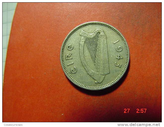 4211  IRELAND EIRE IRLANDA  3 PENCE  LAPIN CONEJO  ANIMAL   AÑOS / YEARS  1943  VF - Ireland