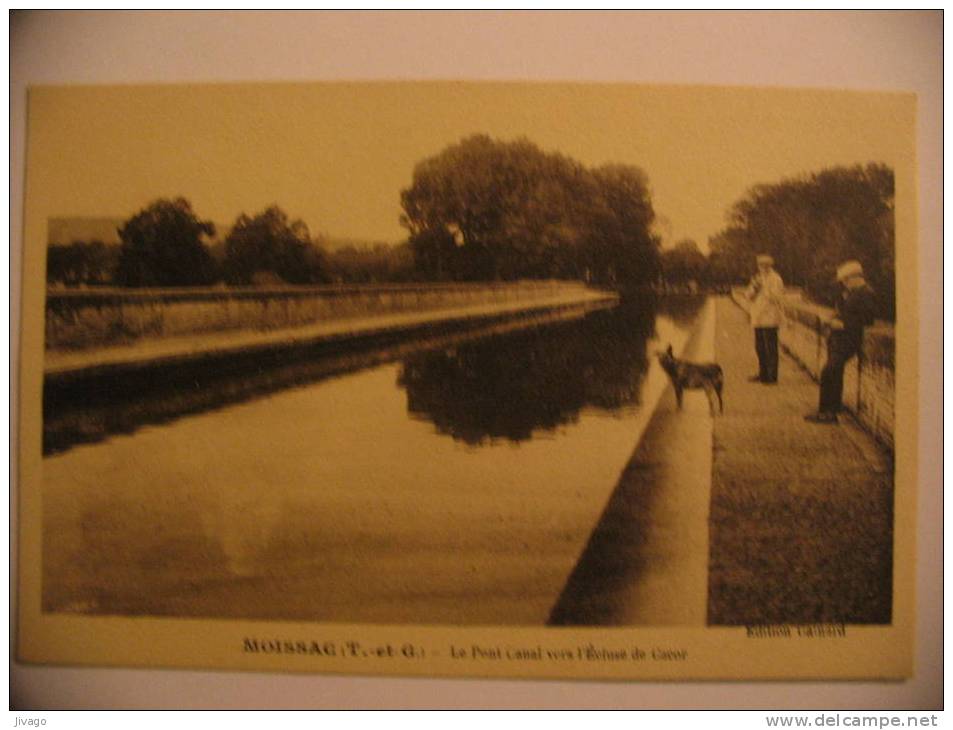 Canal Du MIDI  :  MOISSAC  -  Le Pont Canal Vers L'Ecluse De Cacor  -  Carte Sépia - Moissac