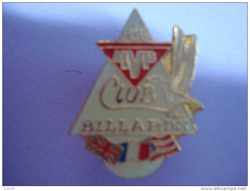 PIN'S      BILLARD CLUB   PUB  ALVIS     AIGLE    3  DRAPEAUX  X - Billiards