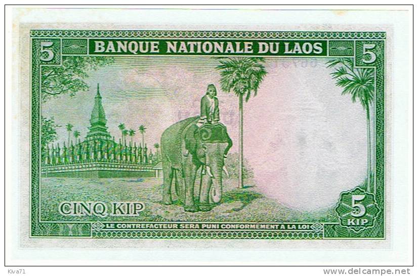 5 Kip  "LAOS"    Eléphant     UNC        Bc12 - Laos