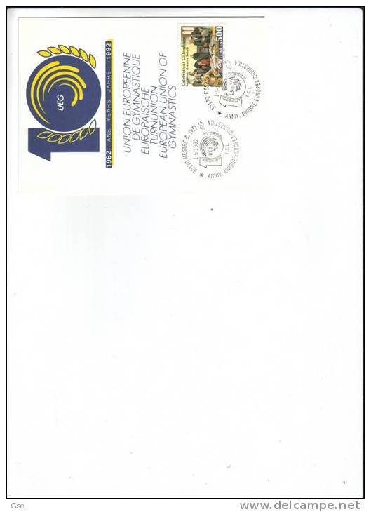 ITALIA 1992 - Cartolina Ufficiale - Annullo Speciale Illustrato - Unione Europea Ginnastica - Gymnastics