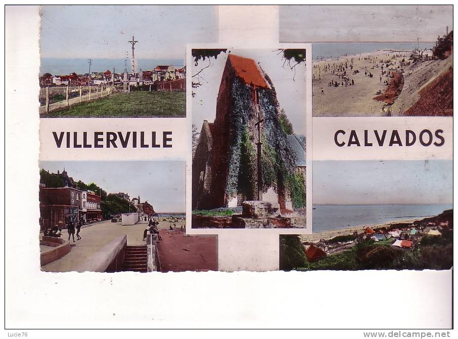 VILLERVILLE -  5 Vues :  L´Arrivée à Villerville Et Le Calvaire - Le Casino Sur La Plage - Vue Générale De La Plage - .. - Villerville