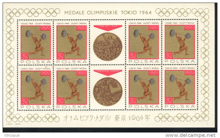 Jeux Olympiques 1964  Pologne  Medailles   Haltérophilie Sollevamento Pesi ** Never Hinged - Ete 1964: Tokyo