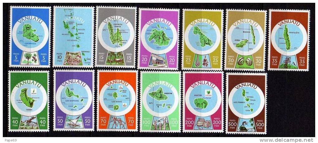 VANUATU N° 583 / 95 XX Série Courante, Cartographie Des Iles Du Vanuatu Les 13 Val. Légendes Françaises Sans Ch TB - Vanuatu (1980-...)